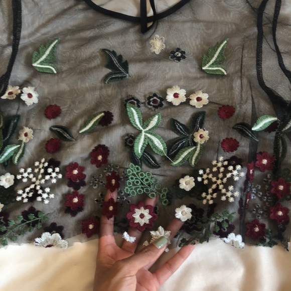 2 for $15 - Embroidered Mesh Crop Top - Picture 7 of 7